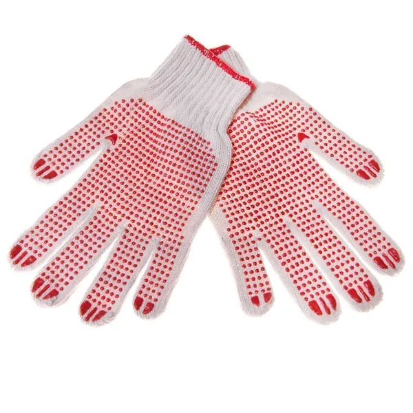 Red woven gloves rubber dots on both sides nr. 8