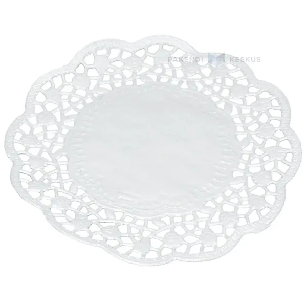 Valge roosimustriga pitsiline tordi aluspaber diam. 14cm, pakis 500tk