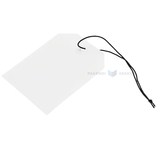 Valge kartongetikett nööriga 70x50mm, pakis 50tk