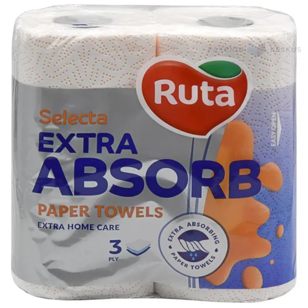 Talouspaperi Ruta Extra Absorb, 22,5 cm leveä, 3-kerroksinen, 2 rullaa x 12,075 m pakkaus