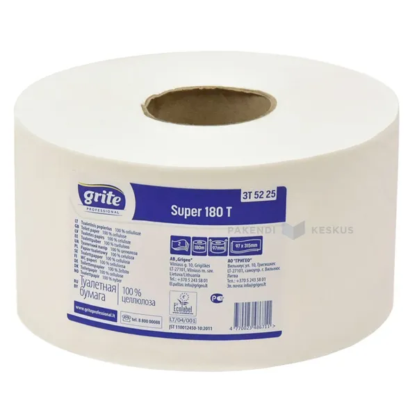 2-layered toilet paper Grite Super 180T 9,7cm wide, 180m/roll                                                                                                                                                                           '