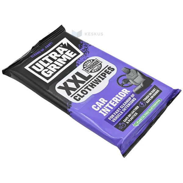 Niisked puhastuslapid autosalongile Ultragrime XXL Car Interior 38x25cm, pakis 20tk