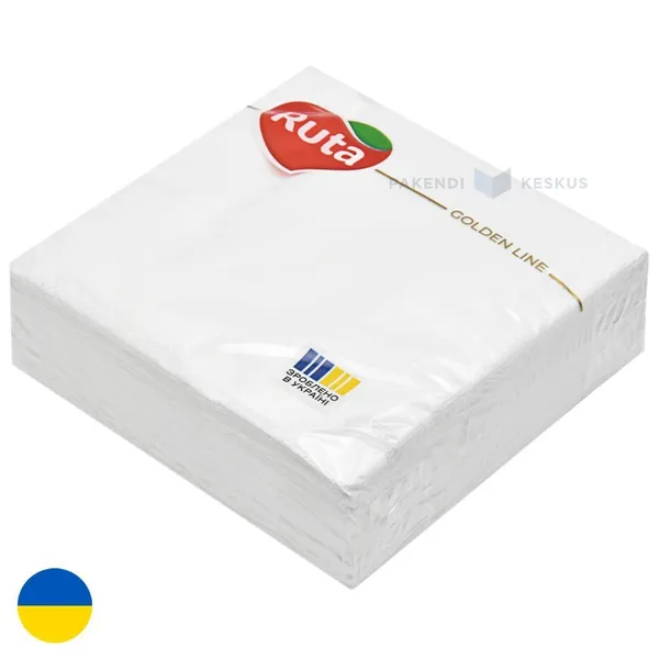 Lautasliina, Ruta, 23x24cm, taitettu 1/4, 2-kerroksinen, valkoinen, 40 kpl/pkt