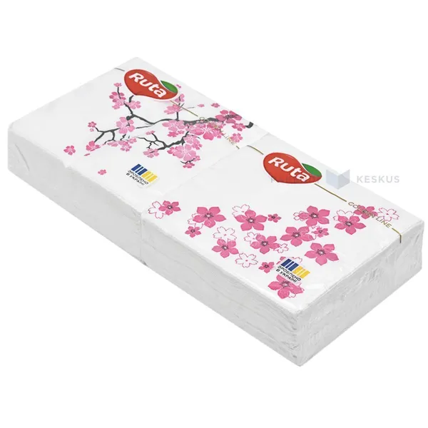 2-kihiline roosade õitega salvrätik 23x24cm erinevad kujundused, pakis 40tk