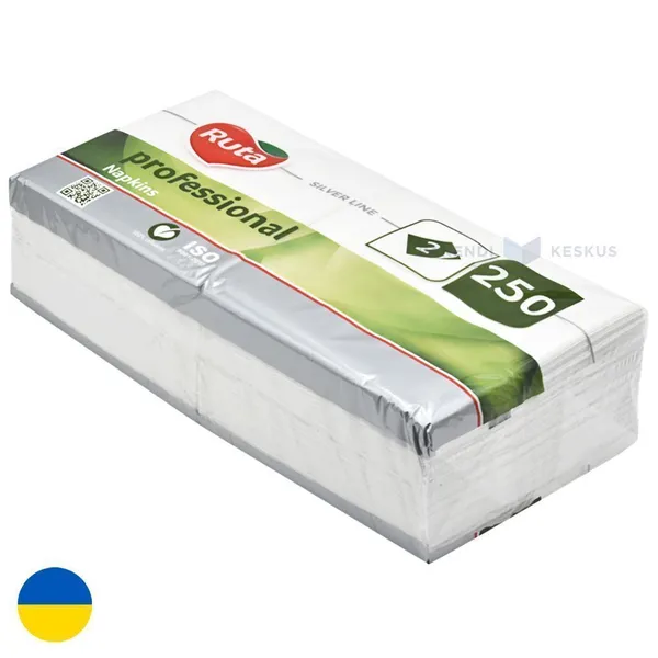 2-kihiline valge salvrätik Ruta Professional 33x33cm, pakis 250tk