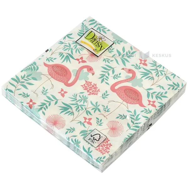 3-kihiline flamingodega salvrätik 33x33cm, pakis 20tk