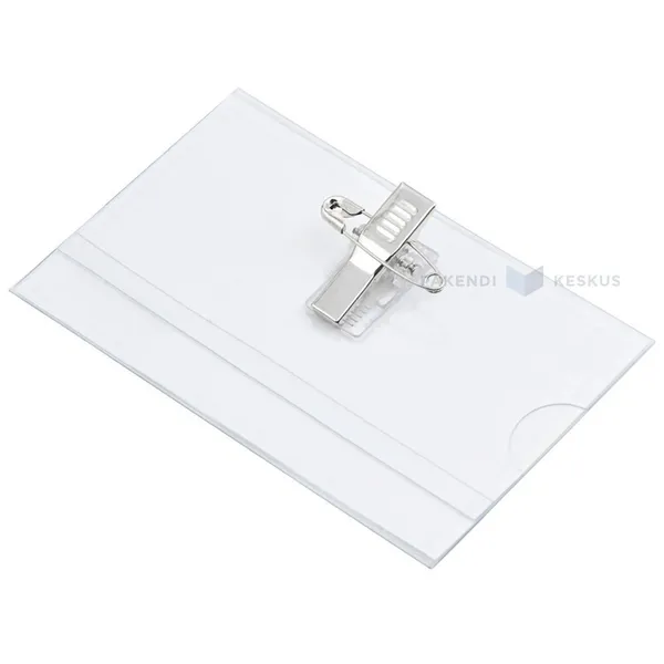 Nimikyltin pidike hakaneulalla 90x54mm muovia, läpinäkyvä