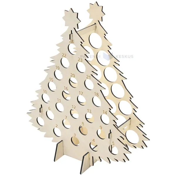 Wooden advent calendar Christmas tree with 24 holes for 200ml bottles