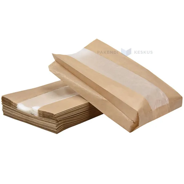 Paberist aknaga pruun paberkott 20+7x36cm, pakis 100tk