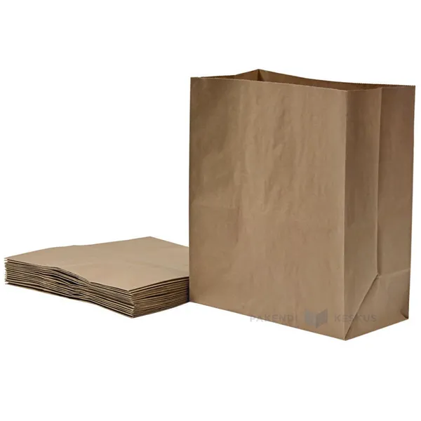 Pruun recycled paberkott laia põhjaga 25+14x30cm 70g/m2, pakis 25tk