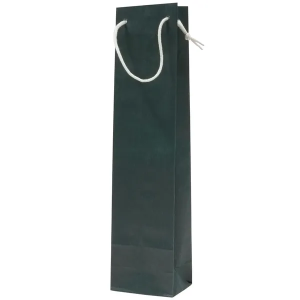 Green paper bag for wine with rope handles 9,5+6,5x38cm