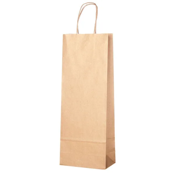 Brown paper bag for wine with twisted handles 15+8x40cm