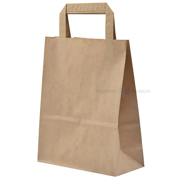Paperipussi litteillä paperikahvoilla, 18+8x22cm, 70g/m2, ruskea