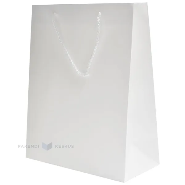 White paper bag with rope handles 26+12x32cm