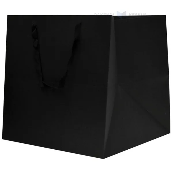 Black paper bag with ribbon handles 40+40x40cm