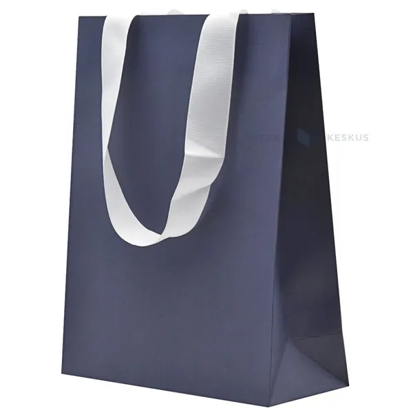 Lahjakassi valkoisella nauhakahvalla, 20+8x25cm, tummansininen