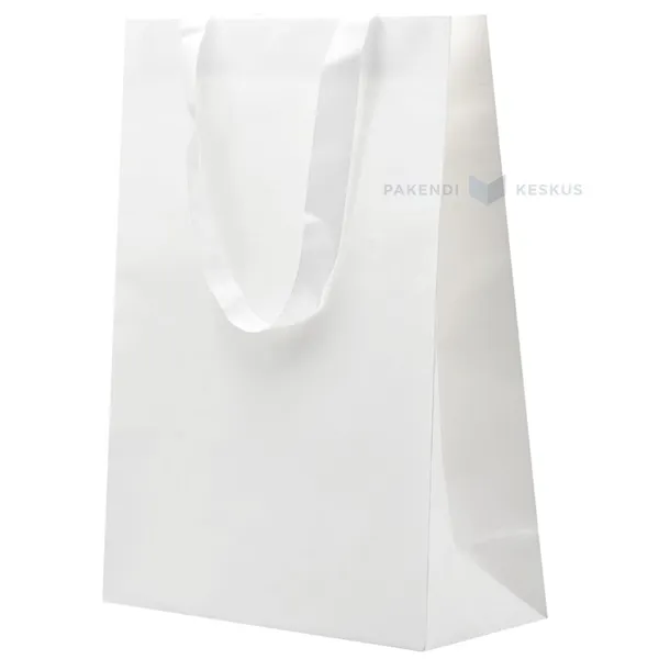 Lahjakassi valkoisella nauhakahvalla, 30+12x40cm, valkoinen