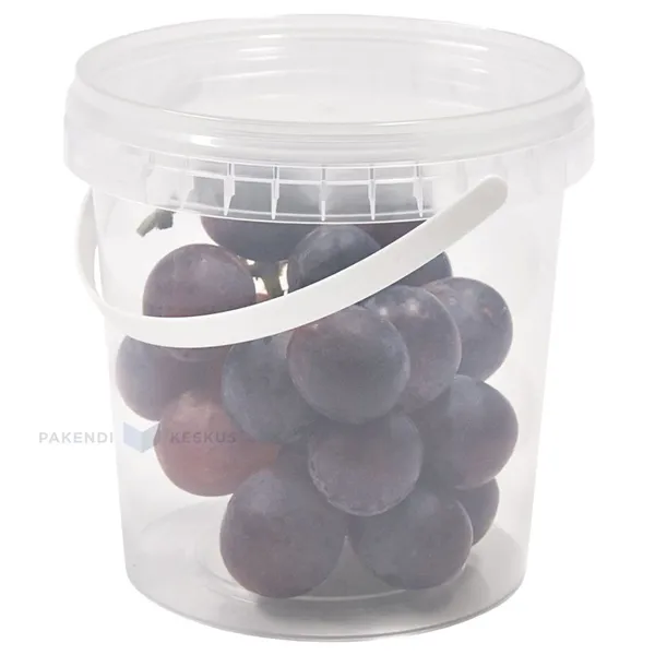 Läbipaistev plastikämber koos läbipaistva kaanega sangaga 770ml / 0,770L