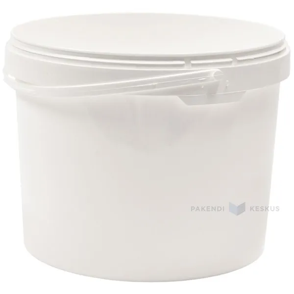 White plastic bucket without lid with handle 10 000ml / 10L with diameter 278mm