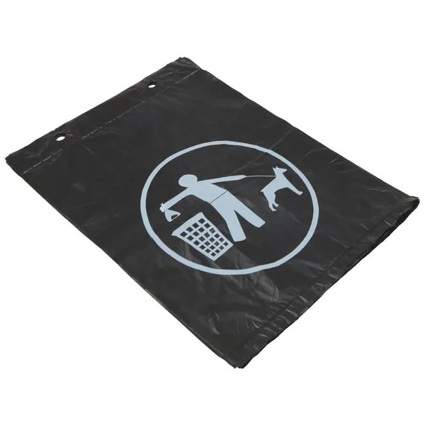 Must kilekott looma väljaheite korjamiseks 25x30+4cm trükiga, plokis 100tk