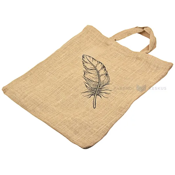 Sangadega jute kangast musta sule trükiga tekstiilkott 40x43cm