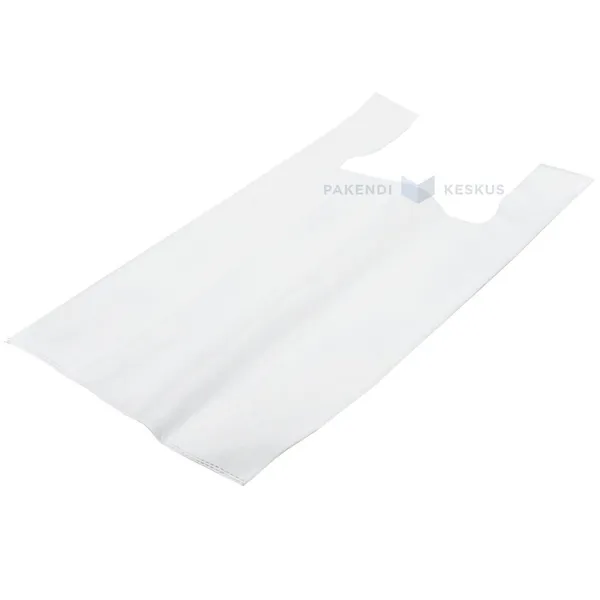 Särksangaga valge tekstiilist ostukott 30,5+18x56cm, pakis 20tk