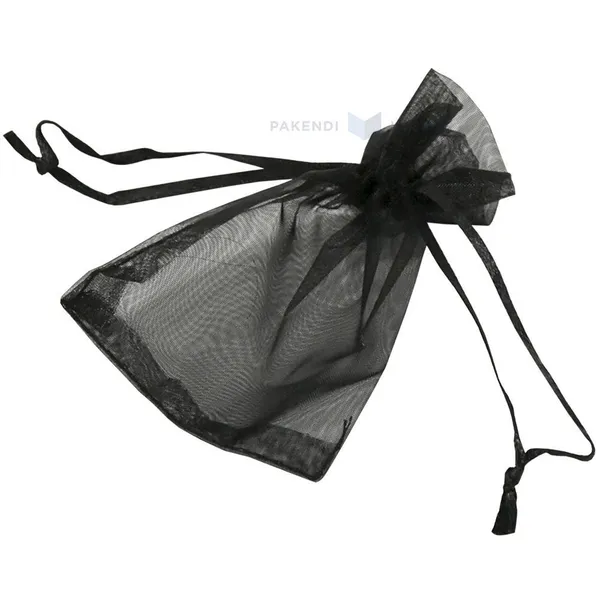 Must nööriga organza kott 7x9cm, pakis 10tk