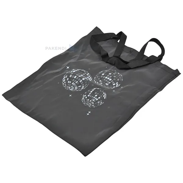 Discoballs print black reflective bag 40x45cm