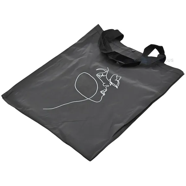 Woman and butterfly white print black reflective bag 40x45cm