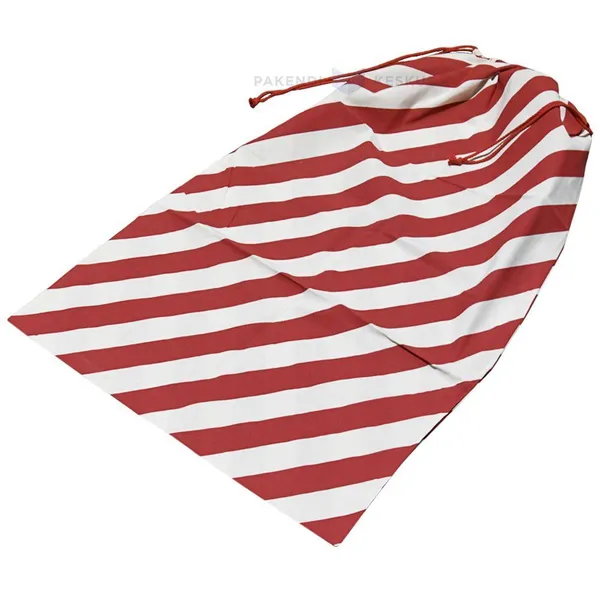 White-red striped cotton bag with drawstring 60x100cm