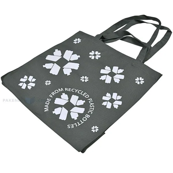 Topelt sangadega hall pudelitest valmistatud lilledega tekstiilkott rPET 40x20x40cm