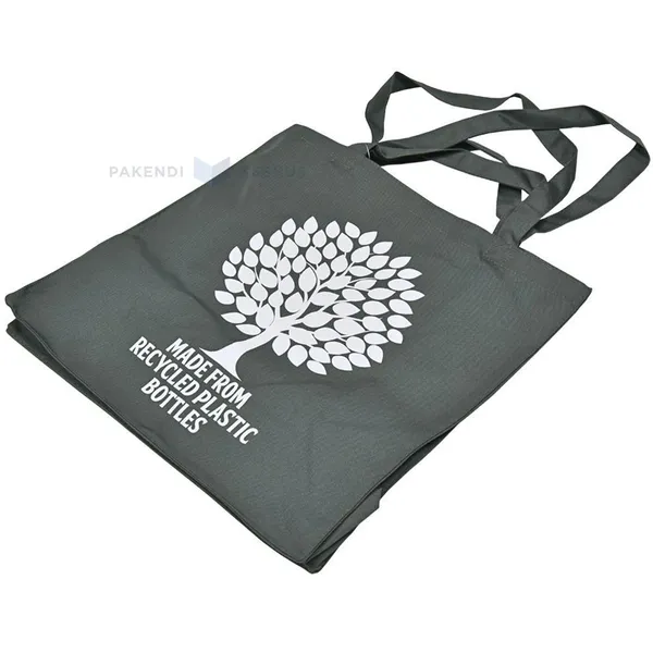 Topelt sangadega hall pudelitest valmistatud puuga tekstiilkott rPET 40x20x40cm