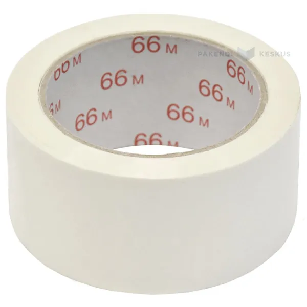Valge pakketeip PVC 50mm lai, rullis 66m