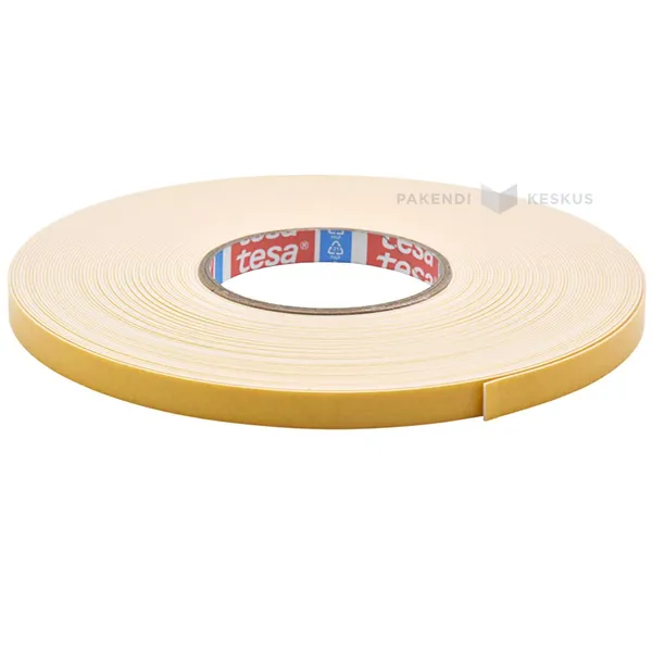 White double-sided PE foam tape Tesa 12mm wide, 25m/roll