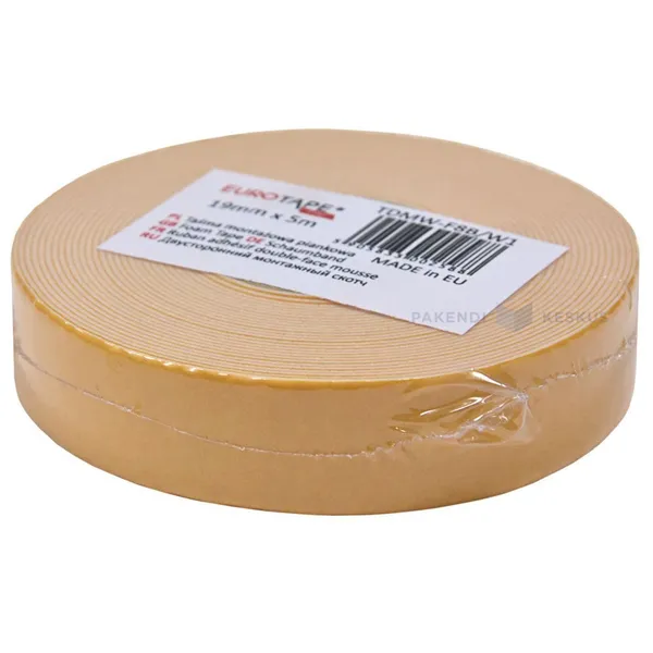 White double-sided PE foam tape 19mm wide, 5m/roll