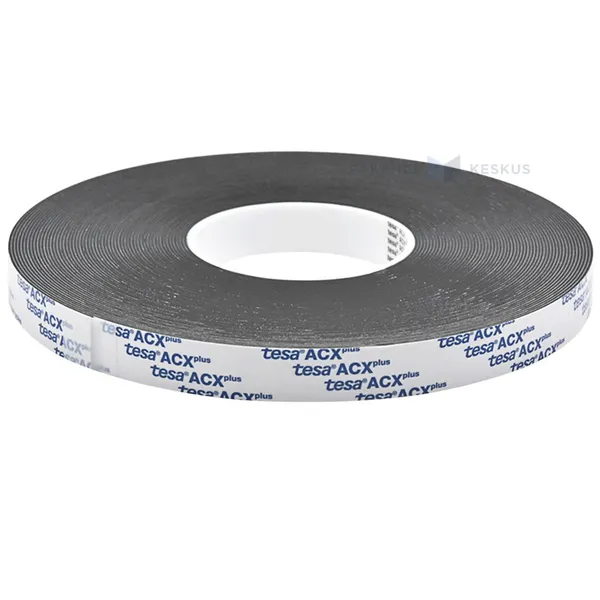 Black double-sided acrylic tape Tesa ACXplus 19mm wide, 25m/roll