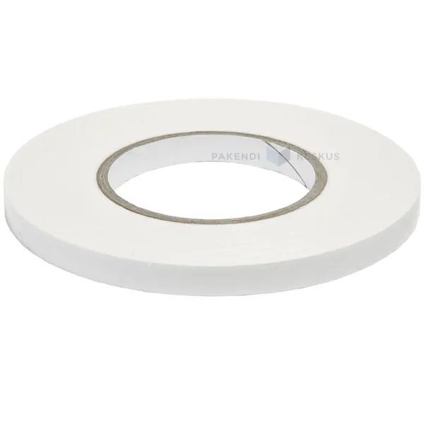 Kaksipuoleinen teippi, 12mmx10m, valk, PE-foam, 1mm