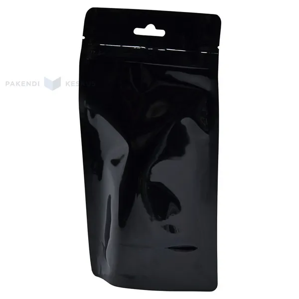 Musta Stand-Up pussi alumiinilla 12+ (2x3) x16cm, 50kpl / pkt