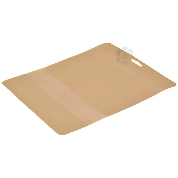 Pruun püstiseisev kott aknaga 19+(2x5,5)x22cm, pakis 50tk