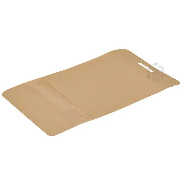 Pruun püstiseisev kott aknaga 12+(2x3)x17cm, pakis 50tk