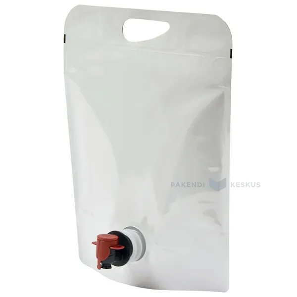 Valge püstiseisev kott liblikkraaniga 23+(15+13,5)x26,5cm 3L