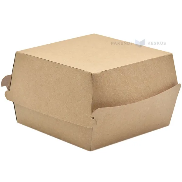 Kartongist pruun hamburgerikarp 110x110x77mm, pakis 50tk