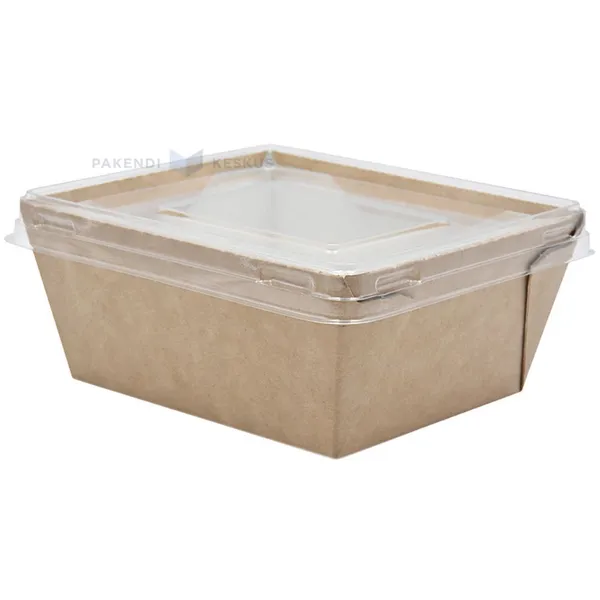 Salaattirasia, kartonki, 121x106x55mm, 350ml, rusk/valk , kirkasPET-kansi, 50kpl/pkt