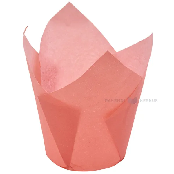 Pink paper tulip-shaped cupcake mold diam. 50mm height 90mm, 200pcs/pack