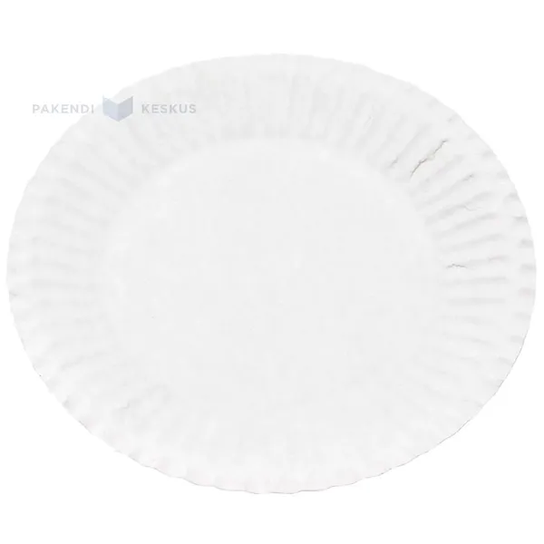 Valge lamineerimata paberist taldrik diameetriga 15cm, pakis 100tk