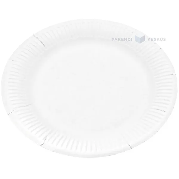 Valge lamineerimata paberist taldrik diameetriga 23cm, pakis 100tk