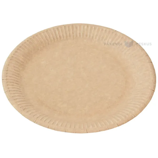 Pruun lamineerimata taldrik diameetriga 23cm, pakis 50tk