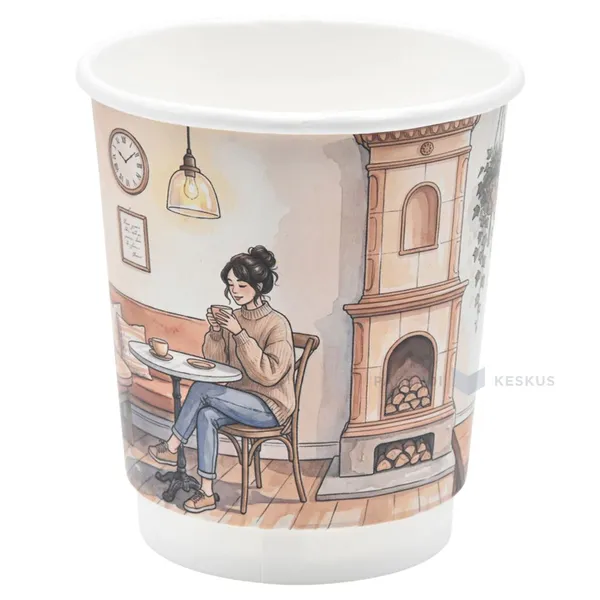 Pappkohvitops ''Cozy Time'' 250ml diam. 80mm, pakis 25tk