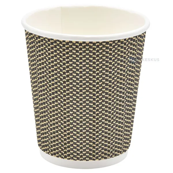 Brown-yellow squares reljef paper cup 250ml, 25pcs/pack
