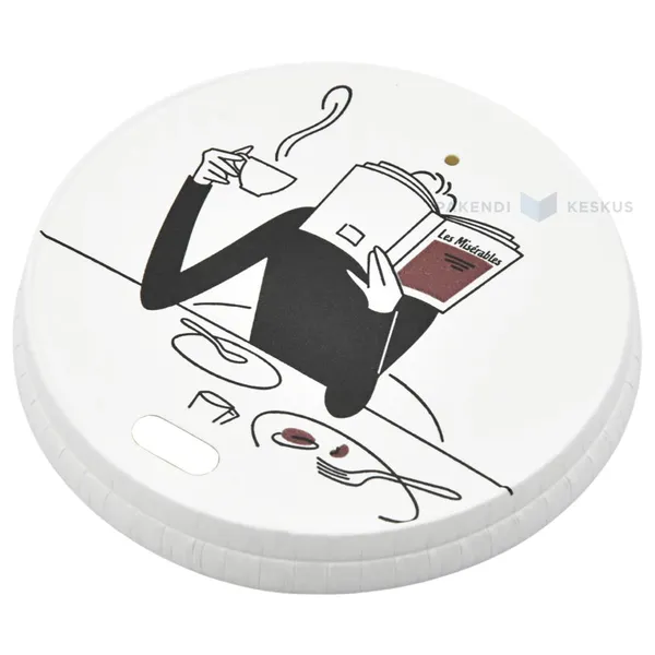 ''Reading Man'' print flat paper lid for 250ml coffee cup with diameter 80mm, 50pcs/pack